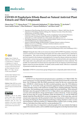 COVID-19 Prophylaxis Efforts Based on Natural Antiviral Plant Extracts and Their Compounds