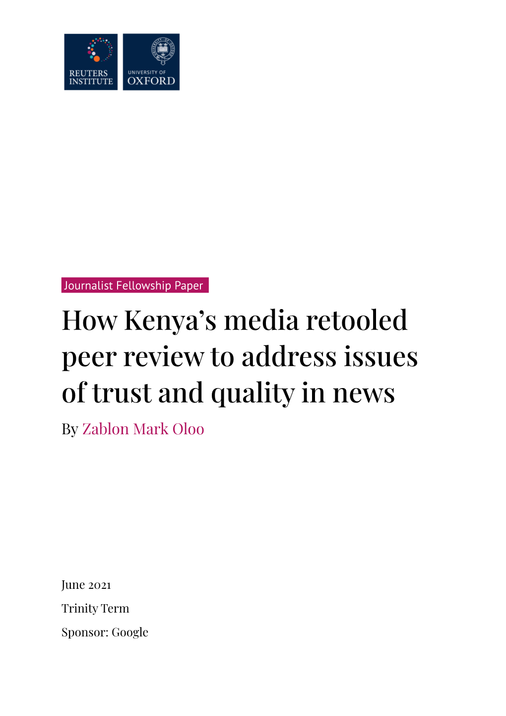 How Kenya's Media Retooled Peer Review to Address Issues of Trust