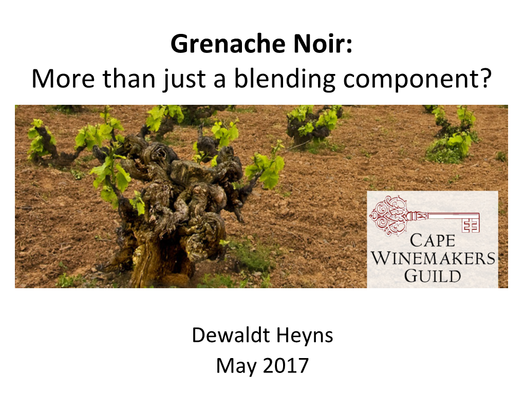 Grenache Noir: More Than Just a Blending Component?