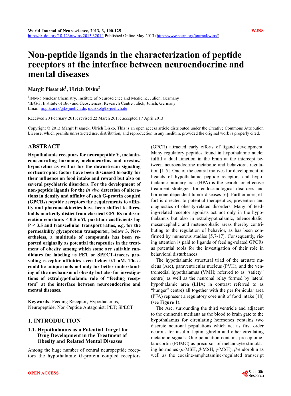 Non-Peptide Ligands in the Characterization of Peptide Receptors at the Interface Between Neuroendocrine and Mental Diseases