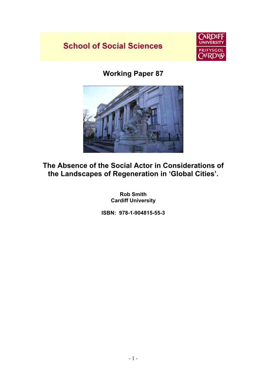 Working Paper 87 the Absence of the Social
