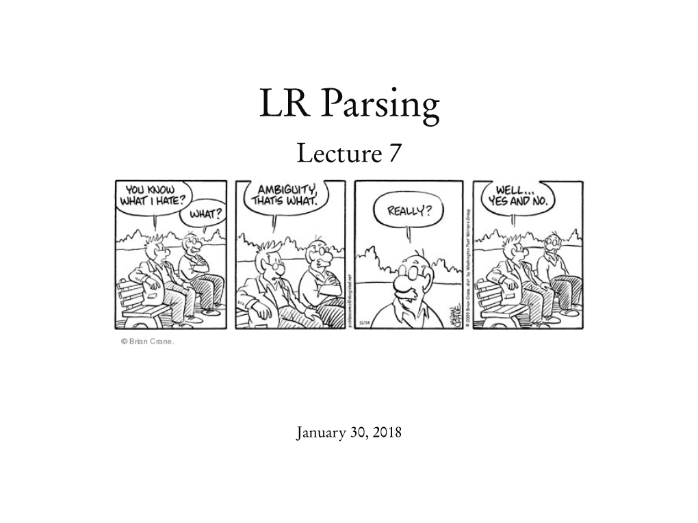 LR Parsing Lecture 7