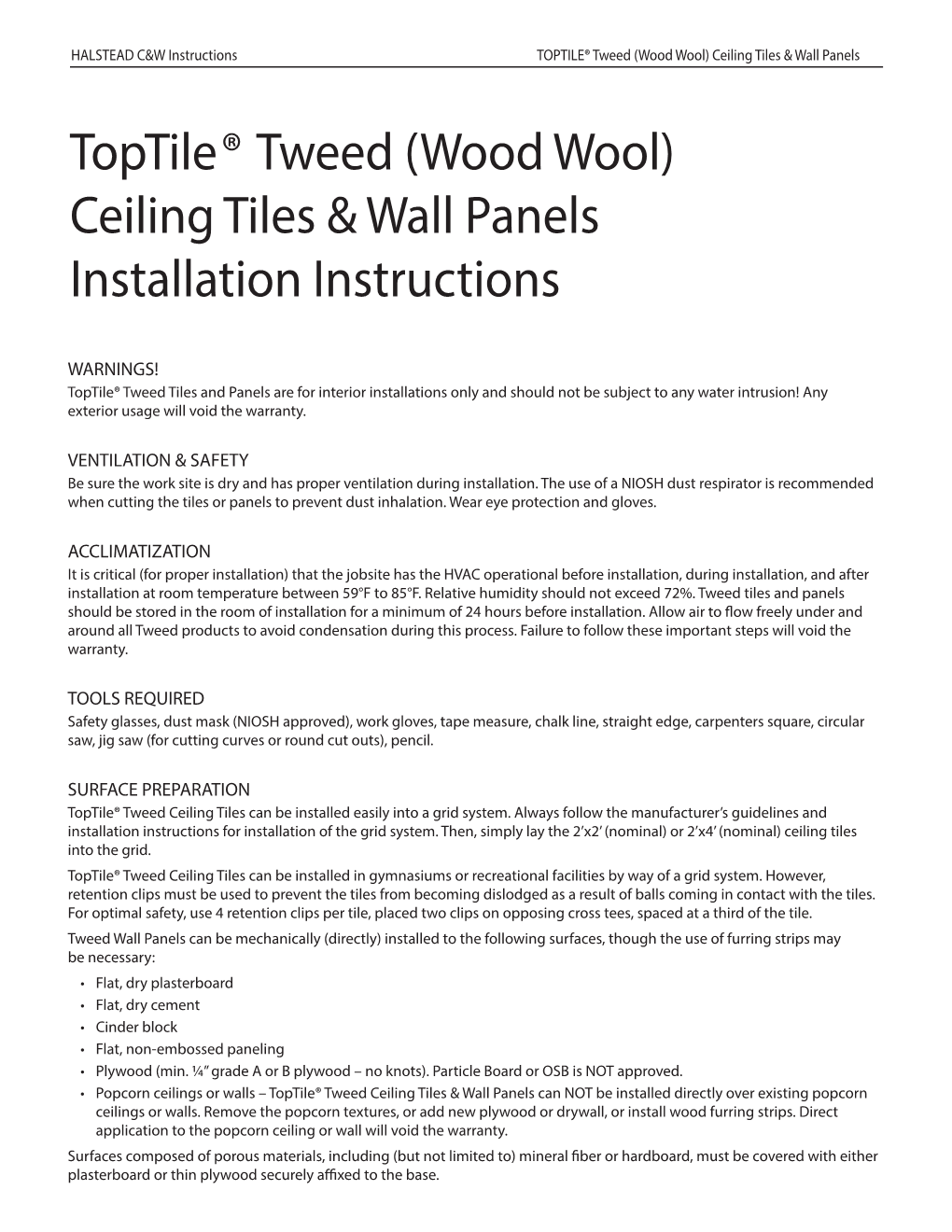 Toptile® Tweed (Wood Wool) Ceiling Tiles & Wall Panels Installation