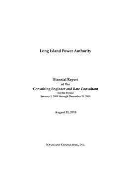 Biennial Report of the Consulting Engineer and Rate Consultant for the Period January 1, 2008 Through December 31, 2009