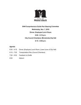 2040 Comprehensive Guide Plan Steering Committee Wednesday, Nov