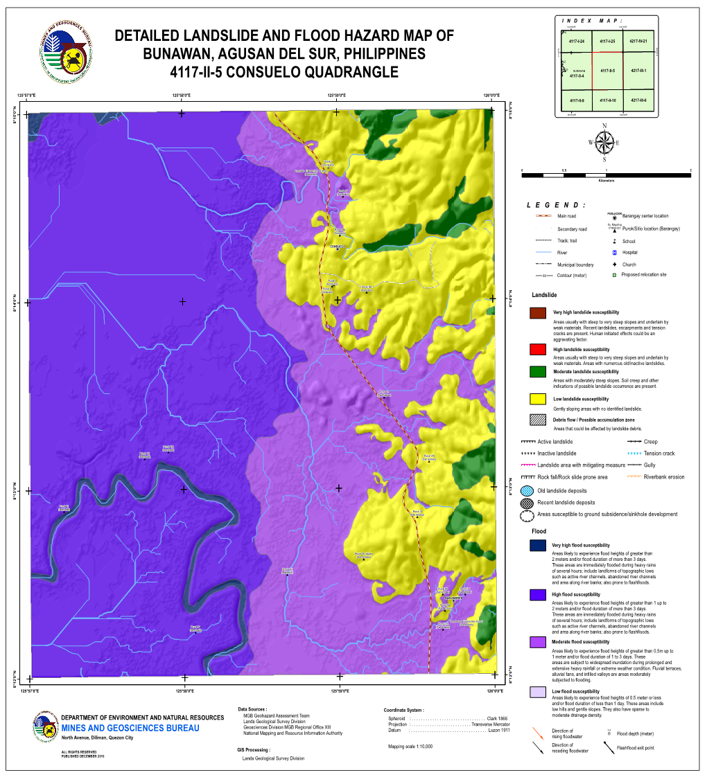 Detailed Landslide And Flood Hazard Map Of Bunawan Agusan Del Sur Philippines 4117 Ii 5 Consuelo Quadrangle 