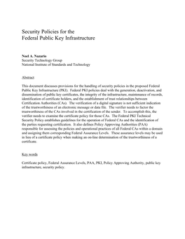 Security Policies for the Federal Public Key Infrastructure