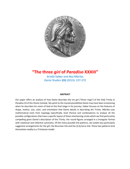 “The Three Giri of Paradiso XXXIII” Arielle Saiber and Aba Mbirika Dante Studies 131 (2013): 237-272