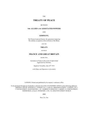 Treaty of Versailles 1919 (Including Covenant of the League of Nations