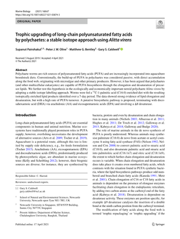 Trophic Upgrading of Long-Chain Polyunsaturated Fatty Acids By