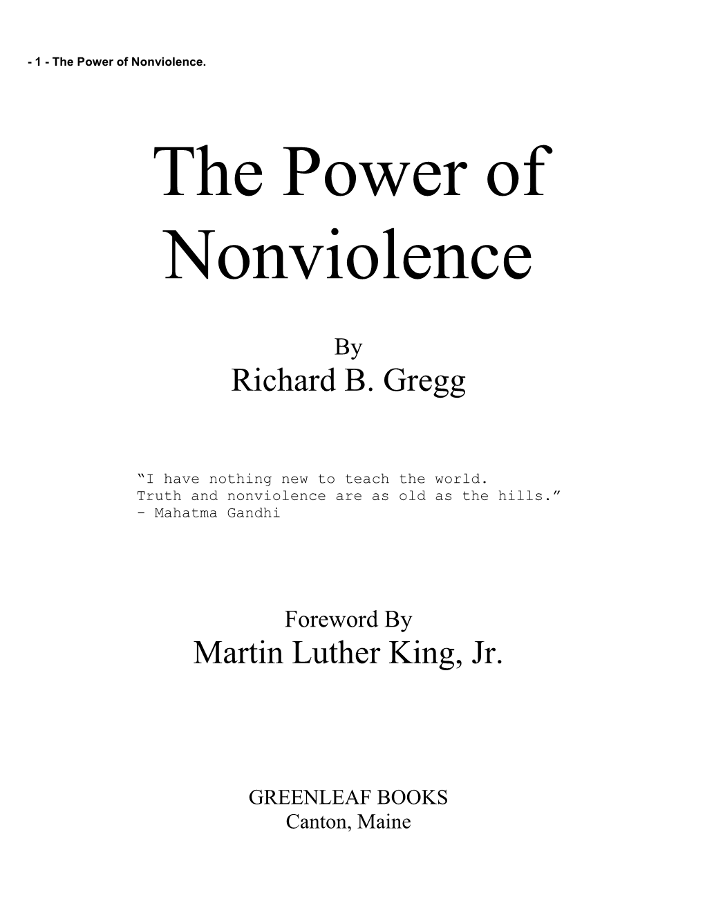 The Power of Nonviolence