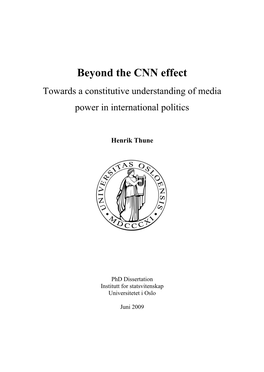 Beyond the CNN Effect Towards a Constitutive Understanding of Media Power in International Politics