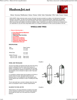 Wheels and Tires - Hudson Jet Servicing Information