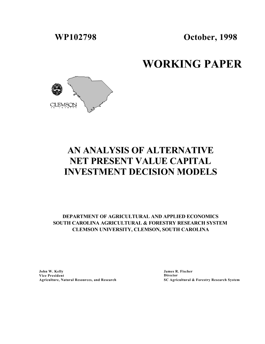 An Analysis of Alternative Net Present Value Capital Investment Decision Models