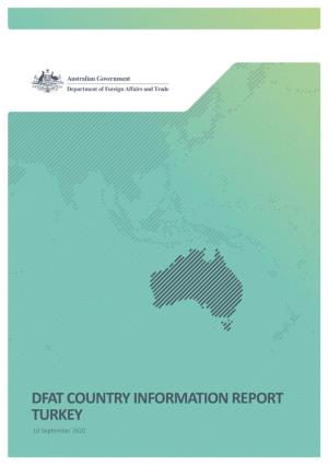 DFAT COUNTRY INFORMATION REPORT TURKEY 10 September 2020