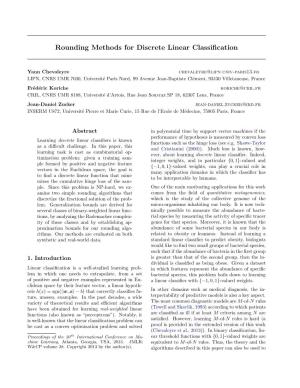 Rounding Methods for Discrete Linear Classification