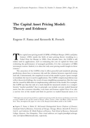 The Capital Asset Pricing Model (CAPM) of William Sharpe (1964)