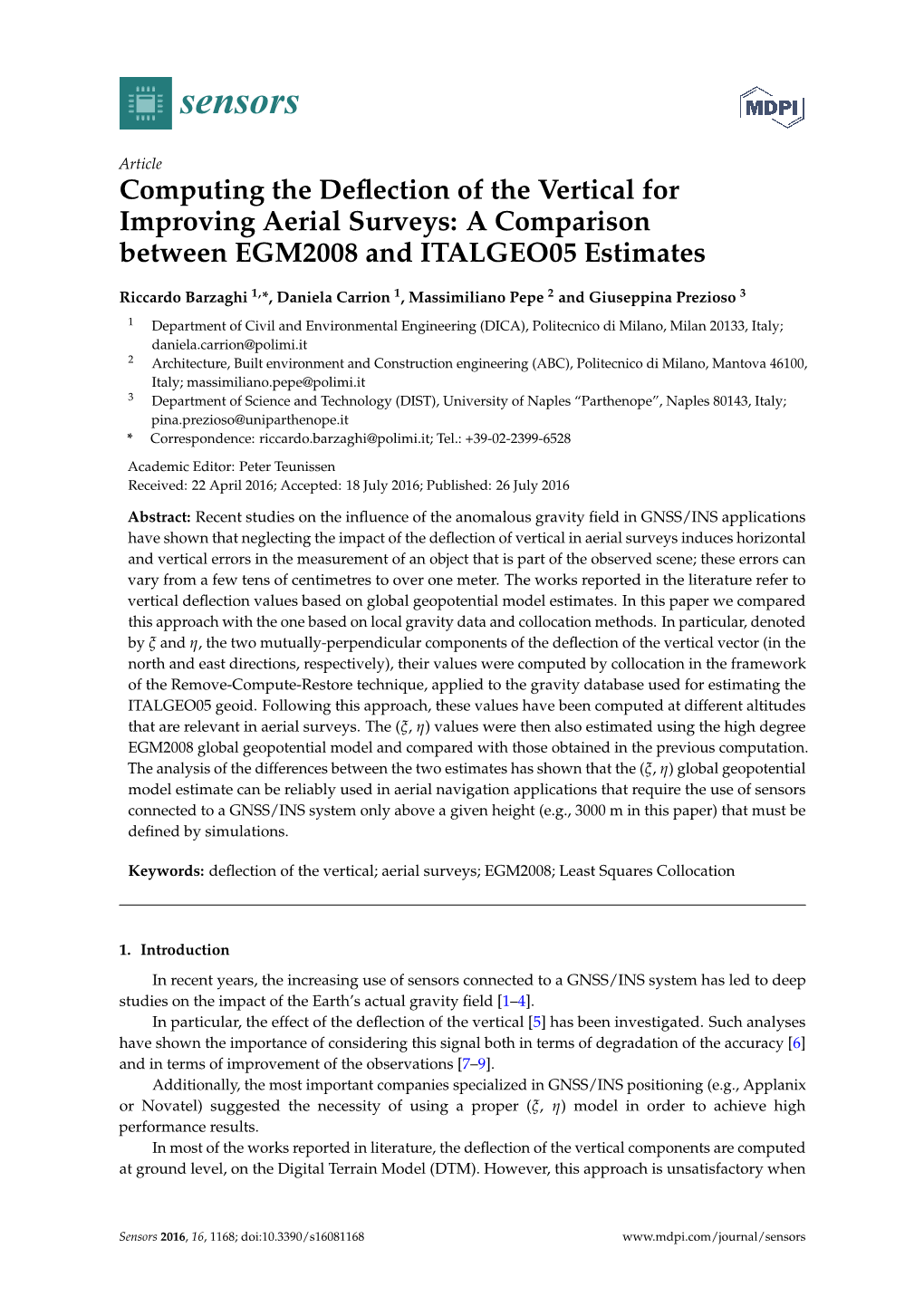 Computing the Deflection of the Vertical for Improving Aerial Surveys