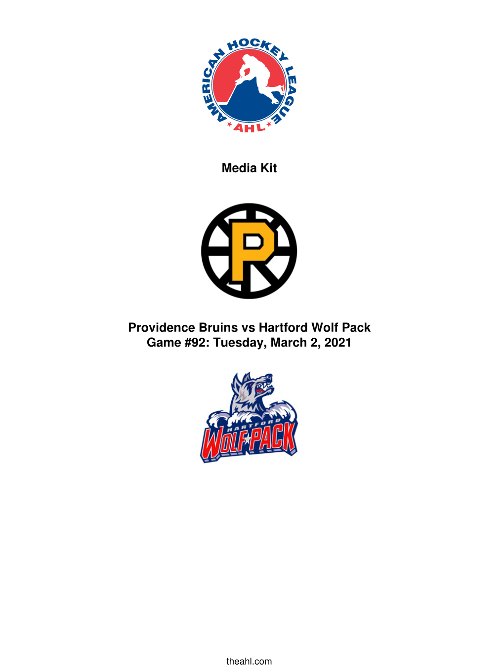 Media Kit Providence Bruins Vs Hartford Wolf Pack Game #92