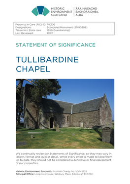 Tullibardine Chapel Statement of Significance