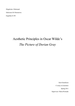 Aesthetic Principles in Oscar Wilde‟S the Picture of Dorian Gray