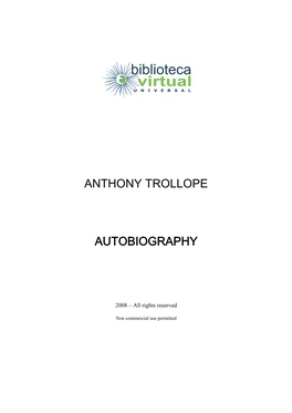 Anthony Trollope Autobiography