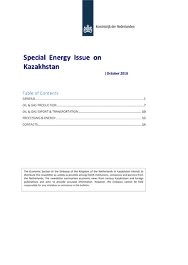 Special Energy Issue on Kazakhstan |October 2018