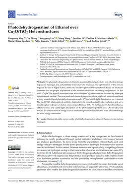 Photodehydrogenation of Ethanol Over Cu2o/Tio2 Heterostructures