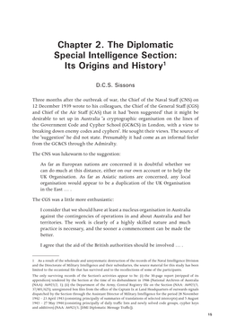 Chapter 2. the Diplomatic Special Intelligence Section: Its Origins and History1