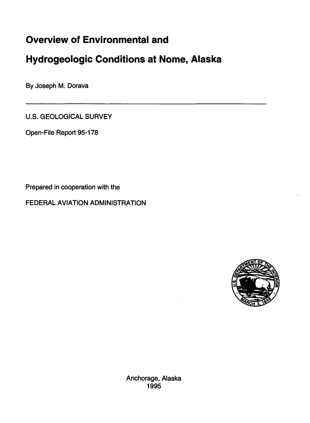 Overview of Environmental and Hydrogeologic Conditions at Nome, Alaska