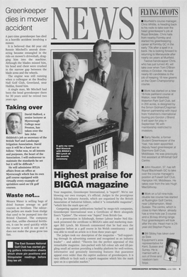 Highest Praise for BIGGA Magazine
