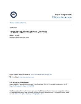Targeted Sequencing of Plant Genomes