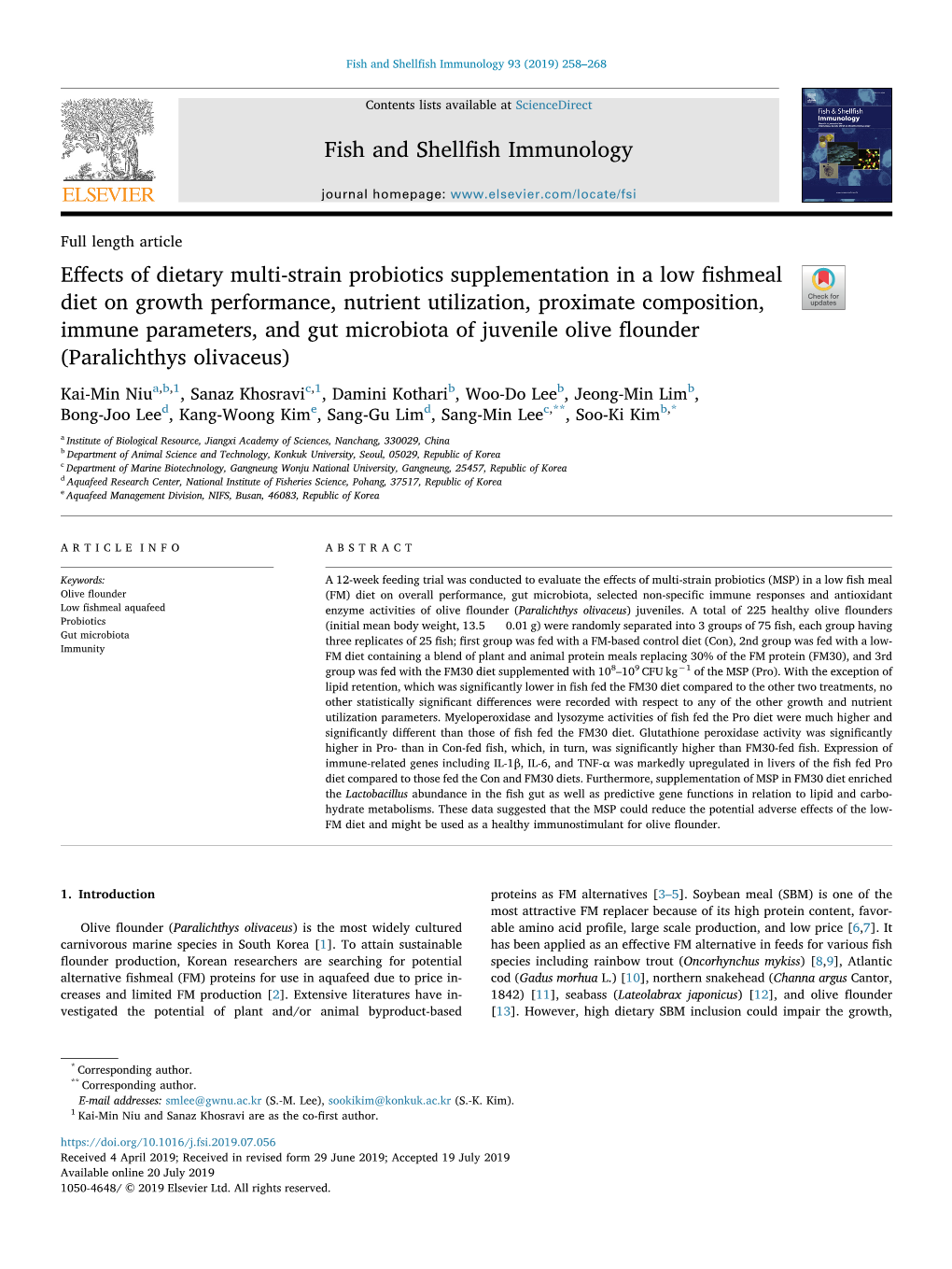 Effects of Dietary Multi-Strain Probiotics Supplementation in a Low Fishmeal