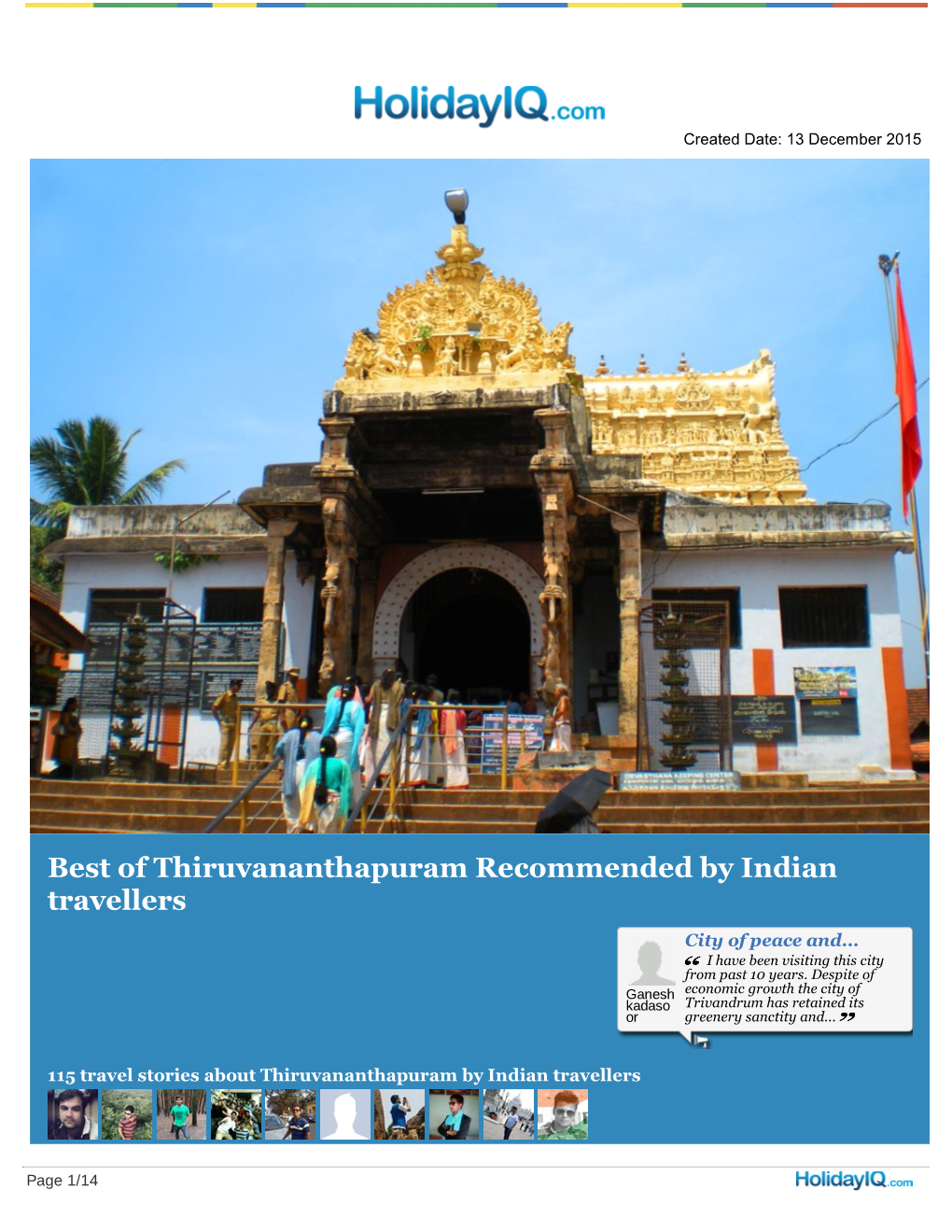 Thiruvananthapuram Travel Guide PDF Download