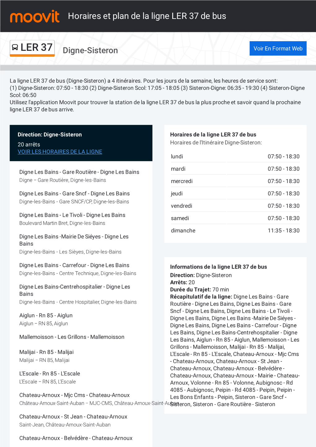 Horaires Et Trajet De La Ligne LER 37 De Bus Sur Une Carte