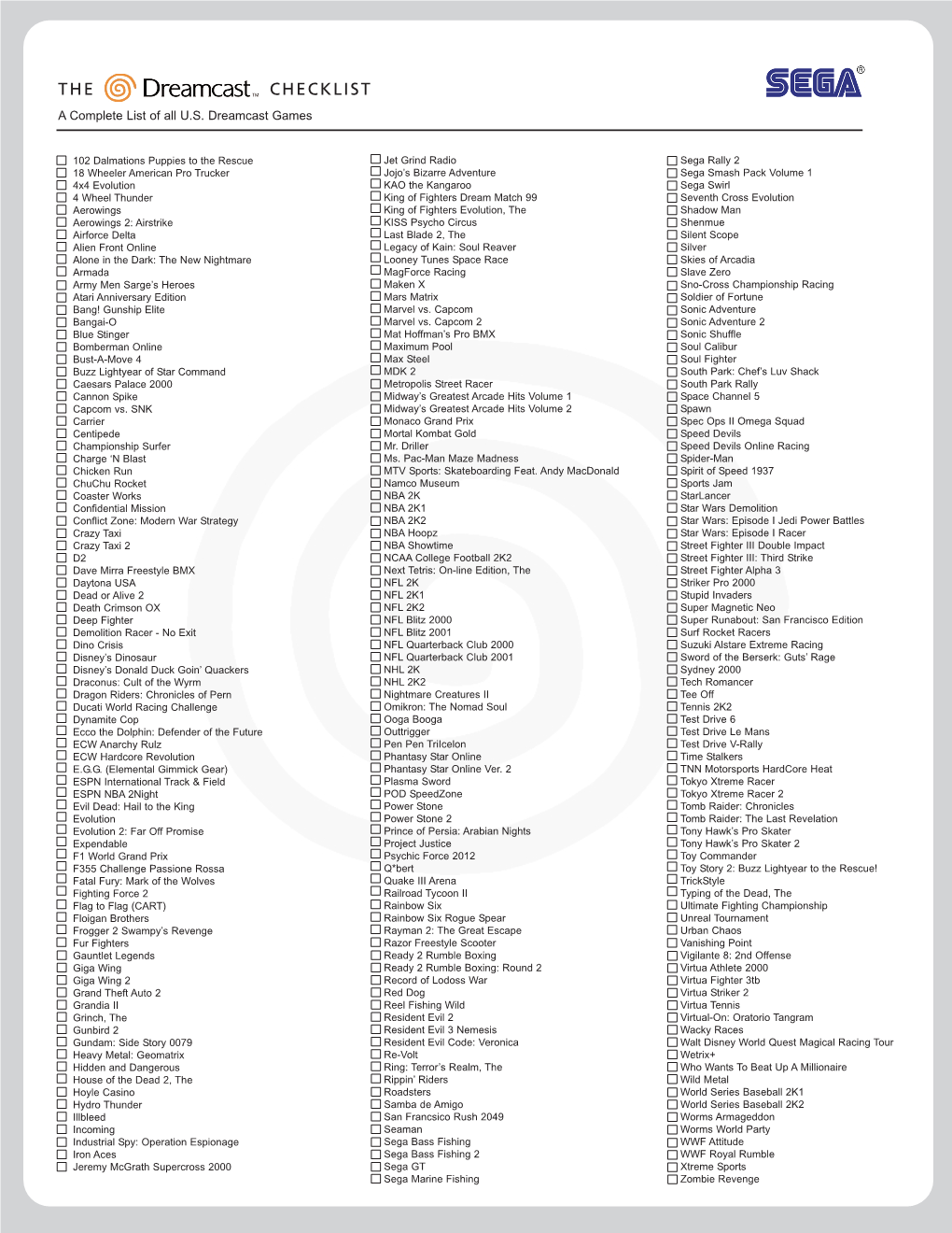 Sega Article-Dc Checklist-Pdf.Qxd (Page 1)