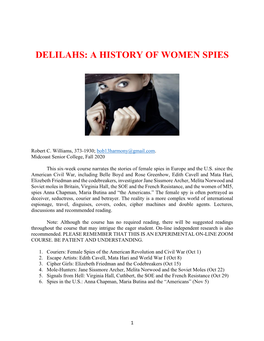 Delilahs: a History of Women Spies