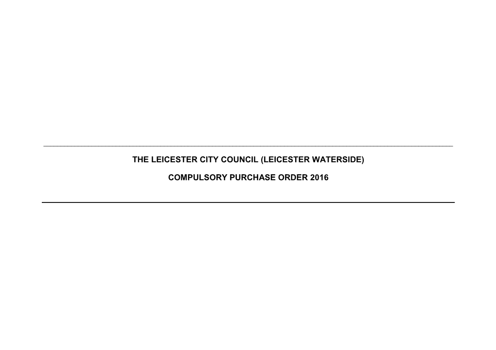 (Leicester Waterside) Compulsory Purchase Order 2016