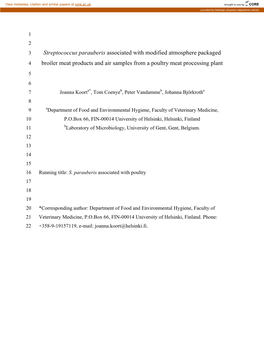 Identification of Streptococcus Parauberis from Broiler Products