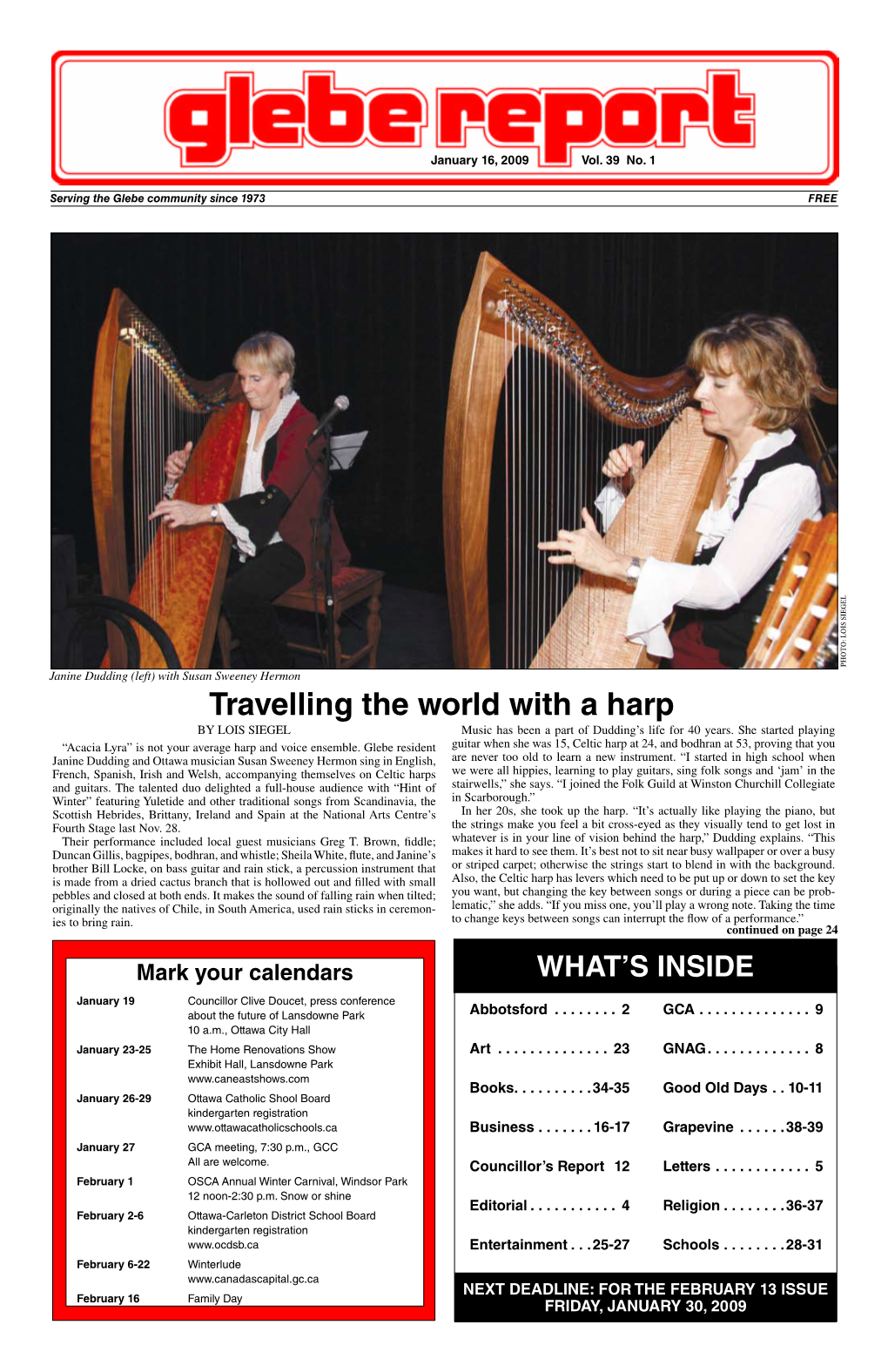 Travelling the World with a Harp by LOIS SIEGEL Music Has Been a Part of Dudding’S Life for 40 Years