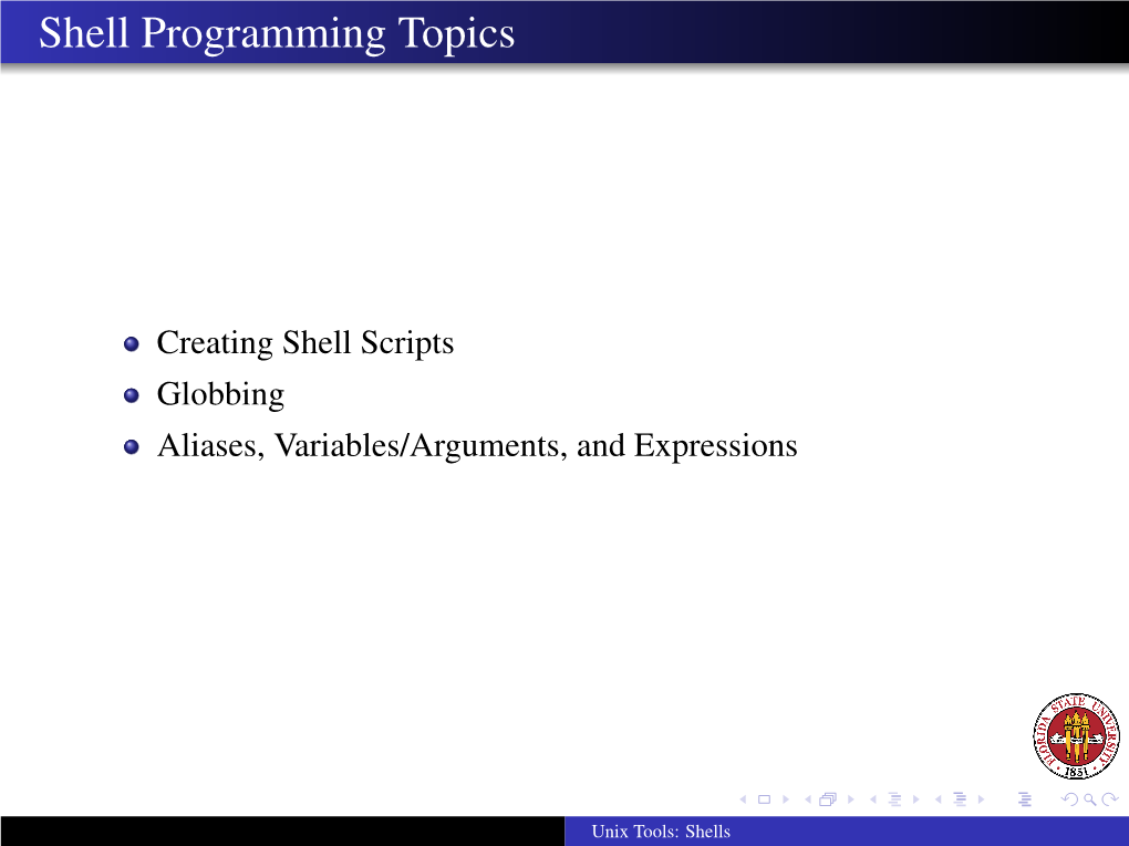 Shell Programming Topics