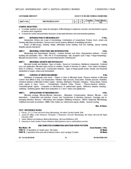 Sbt1103 - Microbiology - Unit I / Biotech / Bioinfo / Biomed Ii Semester / I Year