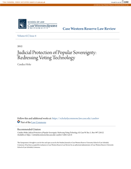 Redressing Voting Technology Candice Hoke