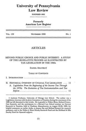 BEYOND PUBLIC CHOICE and PUBLIC INTEREST: a STUDY of the LEGISLATIVE PROCESS AS ILLUSTRATED by TAX LEGISLATION in the 1980S