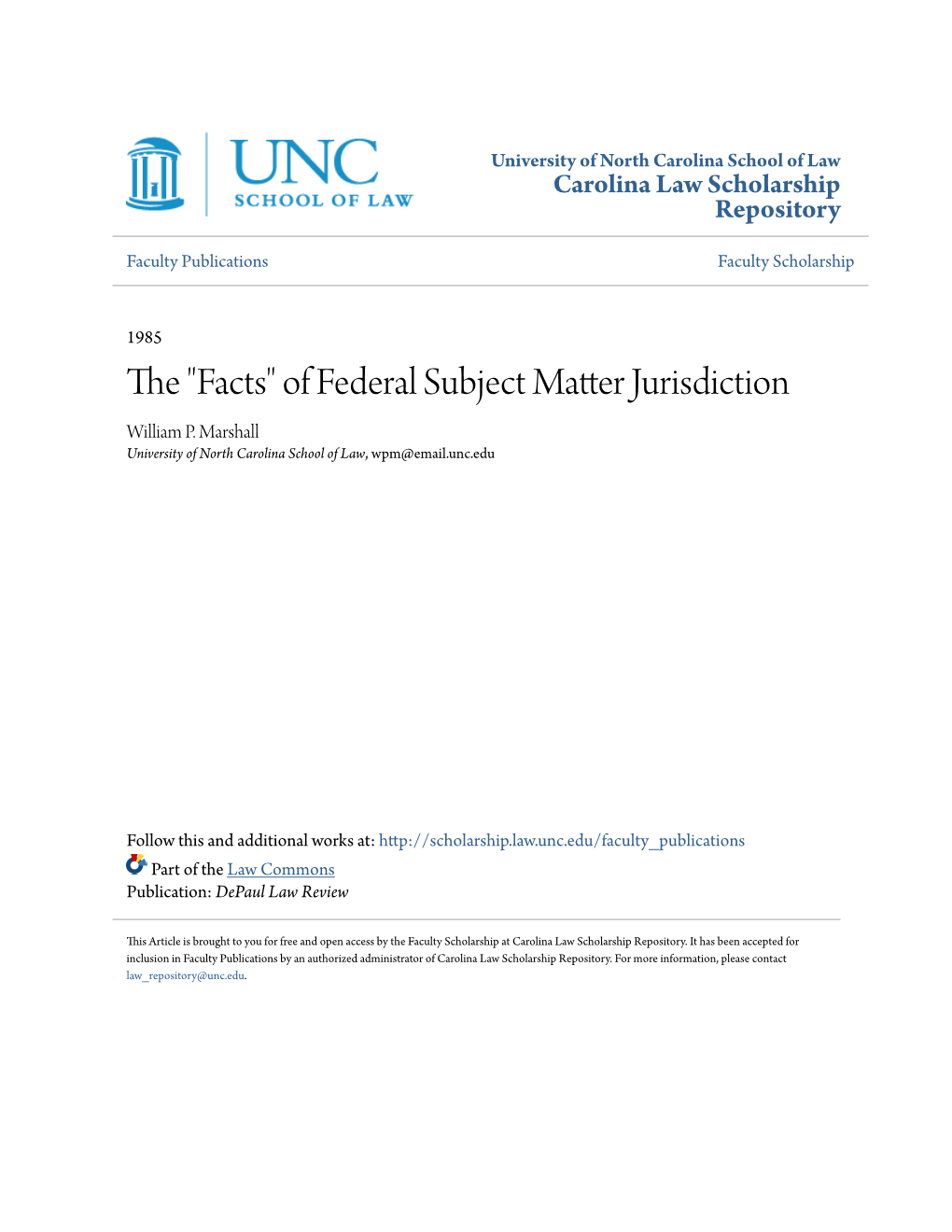 Of Federal Subject Matter Jurisdiction William P