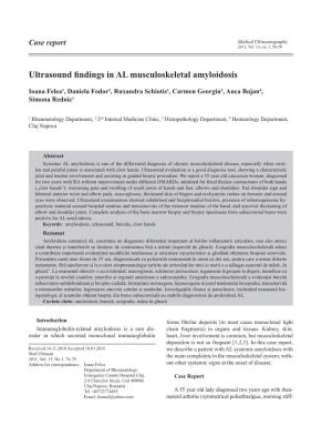 Ultrasound Findings in AL Musculoskeletal Amyloidosis