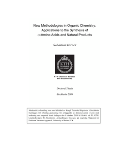 New Methodologies in Organic Chemistry: Applications to the Synthesis of Α-Amino Acids and Natural Products