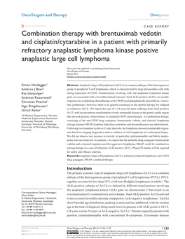Combination Therapy with Brentuximab Vedotin and Cisplatin/Cytarabine in a Patient with Primarily Refractory Anaplastic Lymphoma