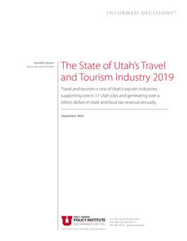 The State of Utah's Travel and Tourism Industry, 2019