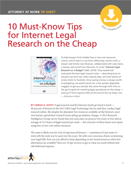 10 Must-Know Tips for Internet Legal Research on the Cheap